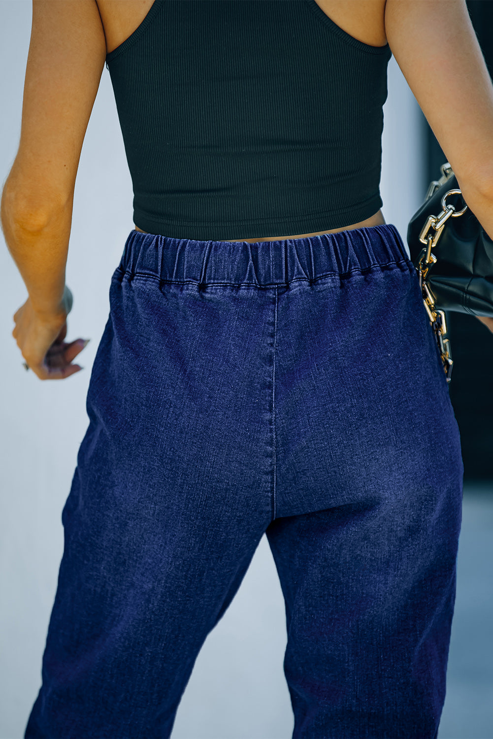 Distress Drawstring Pocketed Joggers | Blue