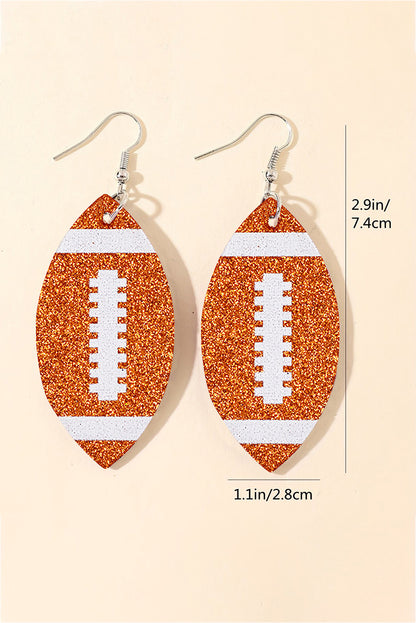 Sequin Rugby Football Drop Earrings | Grapefruit Orange