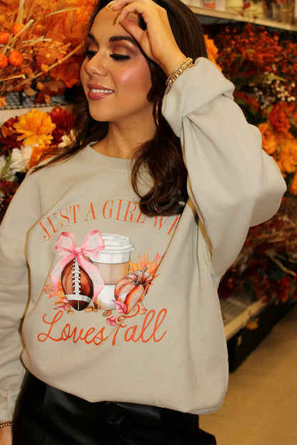 Just A Girl Who Loves Fall Printed Sweatshirt | Parchment