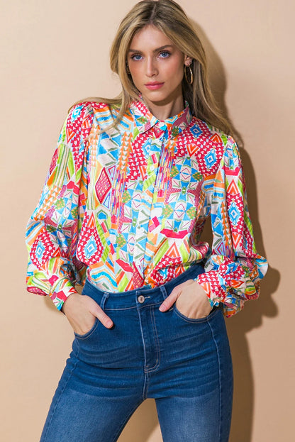 Abstract Printed Long Sleeve Casual Shirt | Multicolour