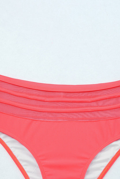 Scalloped Criss Cross High Waist Bikini | Pink