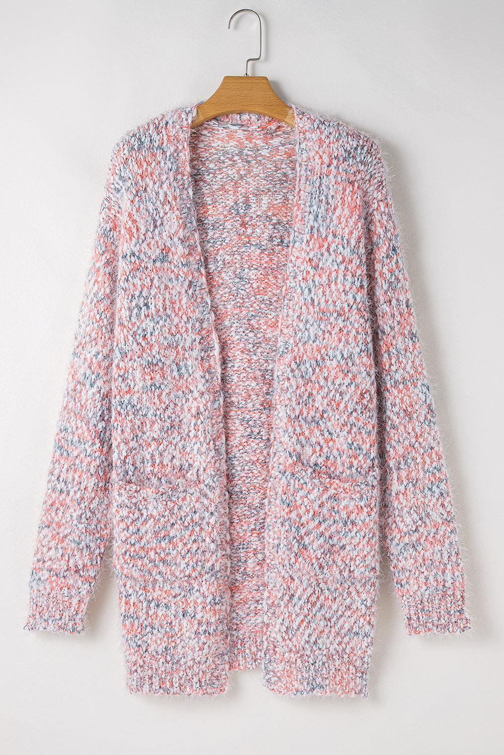 Multicolour Confetti Open Front Knit Cardigan | Pink