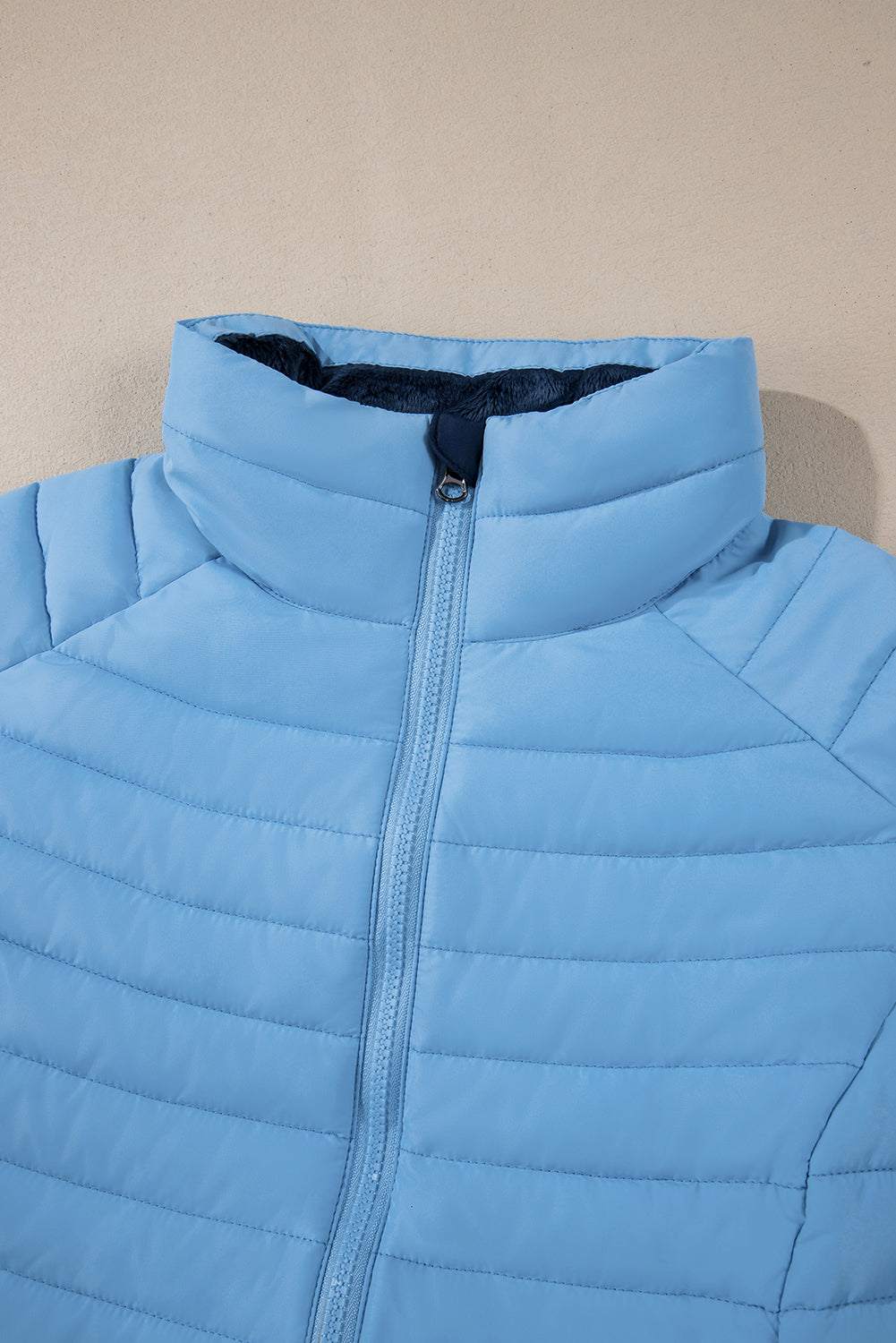 Solid Colour Quilted Zip-Up Puffer Jacket | Myosotis