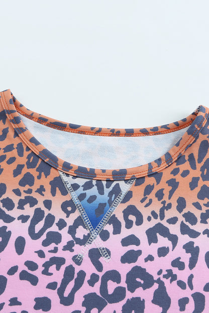 Gradient Leopard Print Pullover Sweatshirt | Multicolour