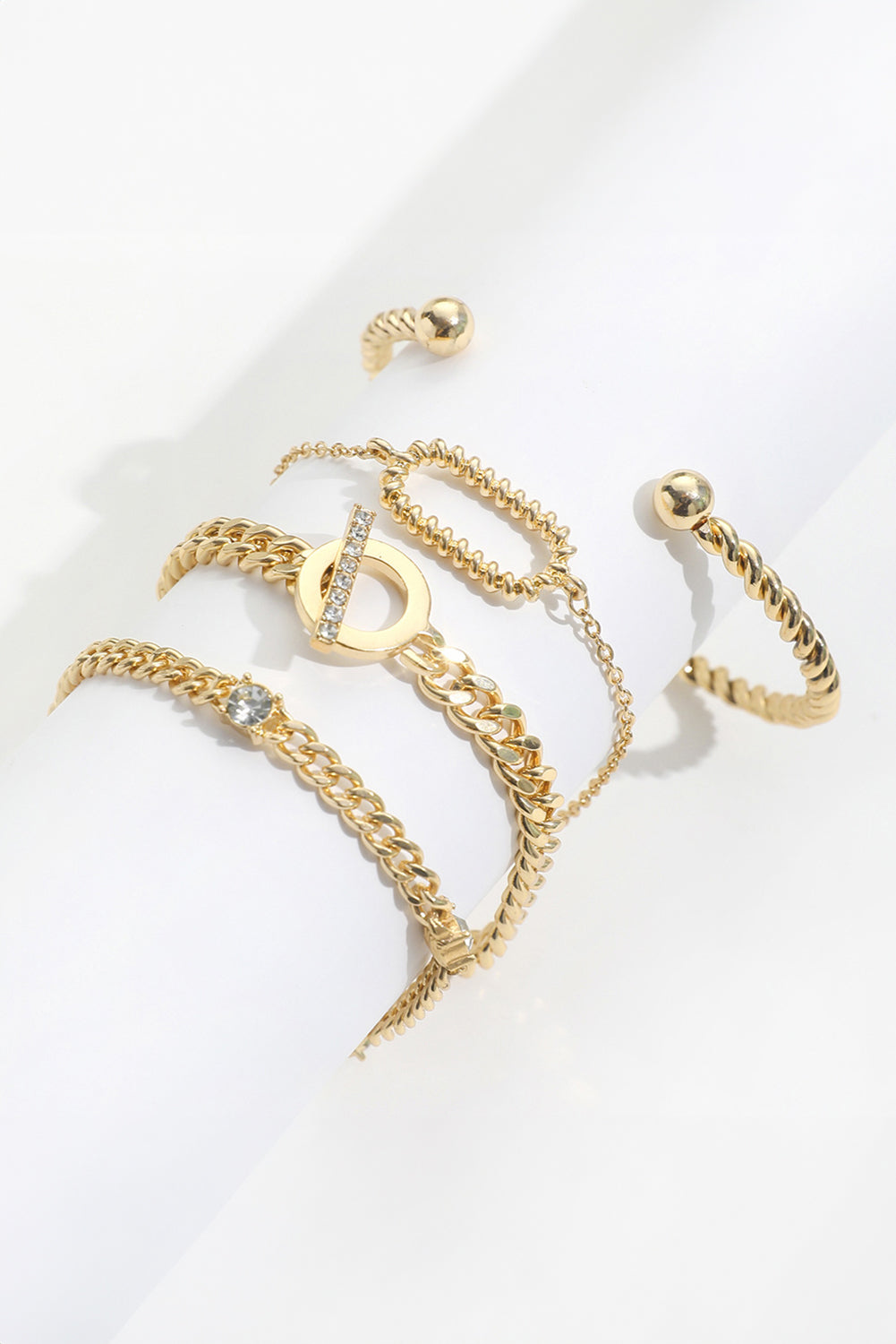 Rhinestone Decor Twist Adjustable Chain Bracelets | Gold