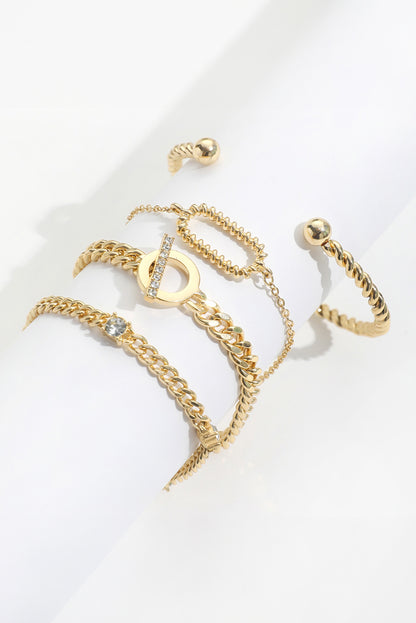 Rhinestone Decor Twist Adjustable Chain Bracelets | Gold