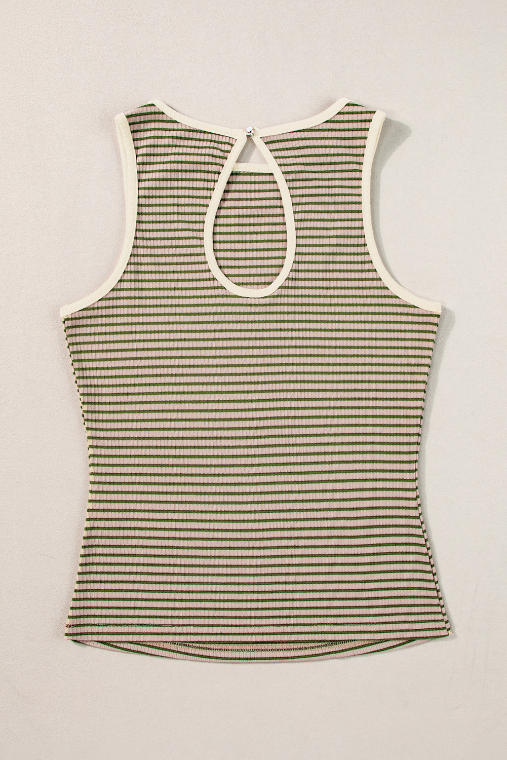 Striped Print Ribbed Knit Sleeveless Top | Green Stripe