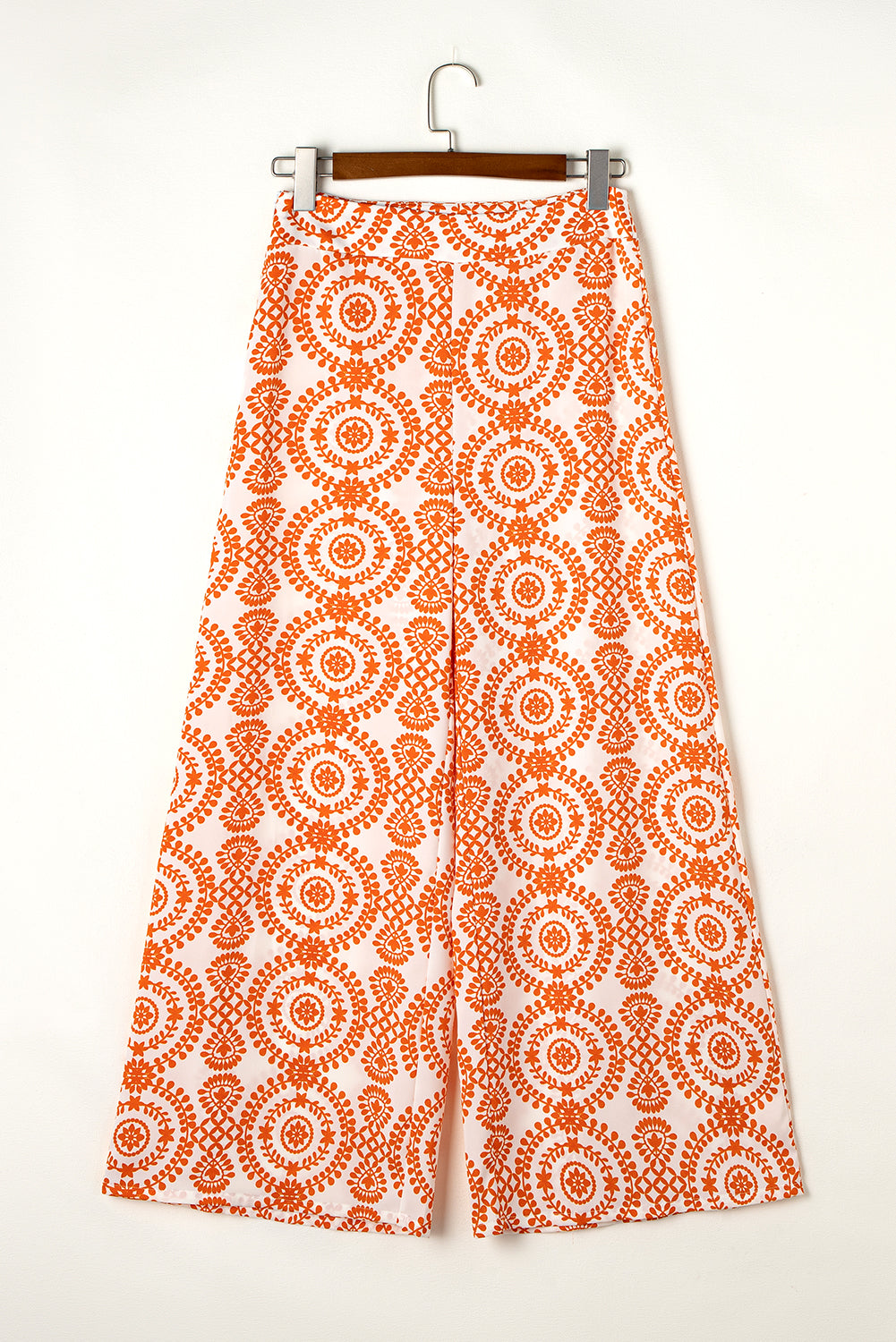 Boho Retro Flower Print Wide Leg Pants | Orange