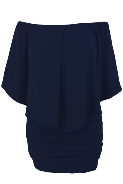 Multiple Dressing Layered Dark Blue Mini Poncho Dress | as shown