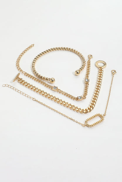 Rhinestone Decor Twist Adjustable Chain Bracelets | Gold