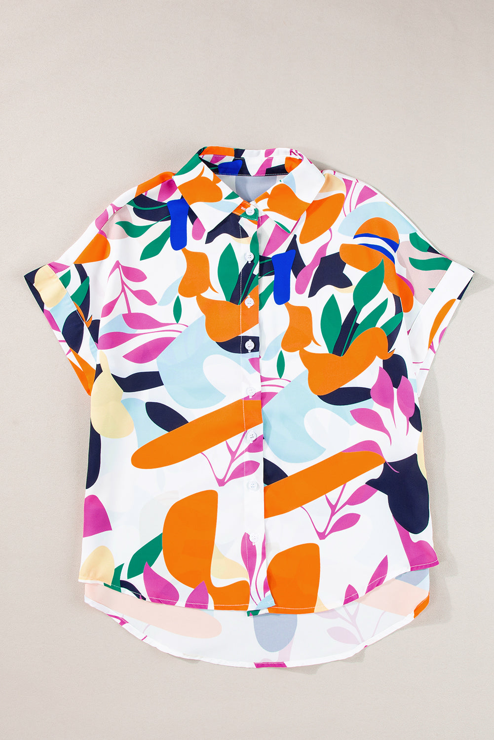 Abstract Leafy Print Short Sleeve Shirt | Multicolour