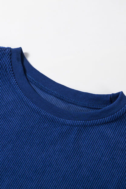 Ribbed Corduroy Oversized Sweatshirt | Dark Blue