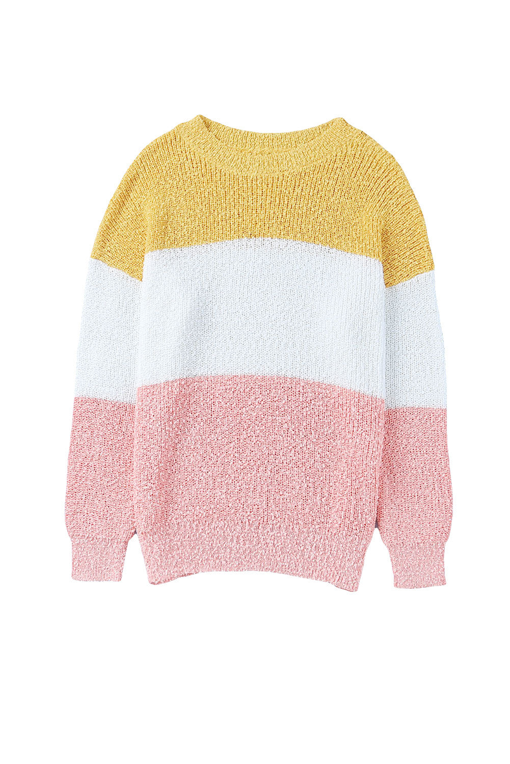 Colourblock Bubble Sleeve Plus Size Sweater | Yellow