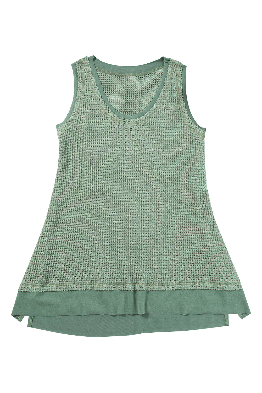 Scoop Neck Waffle Knit Flowy Vest | Sea Green