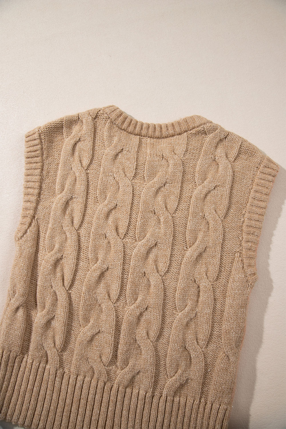 Cap Sleeve Cable Knit Sweater | Light French Beige