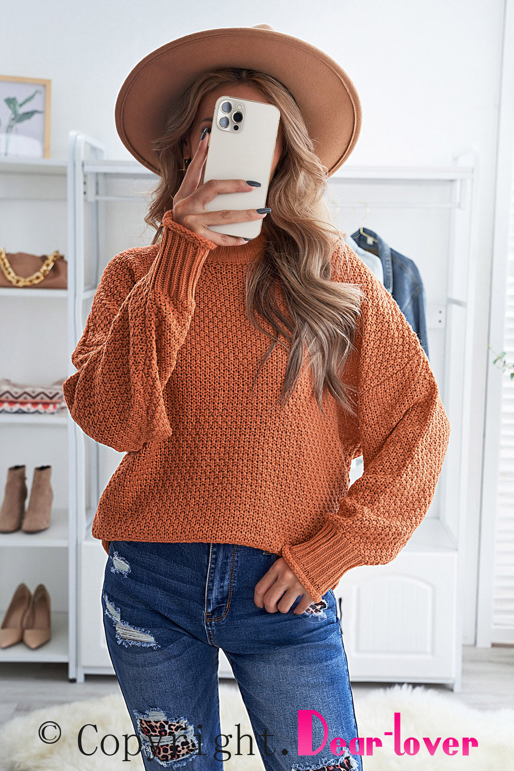 Oversized Chunky Batwing Long Sleeve Turtleneck Sweater | Orange