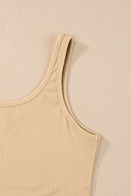 Ribbed Knit Sheath Sleeveless Crop Top | Apricot