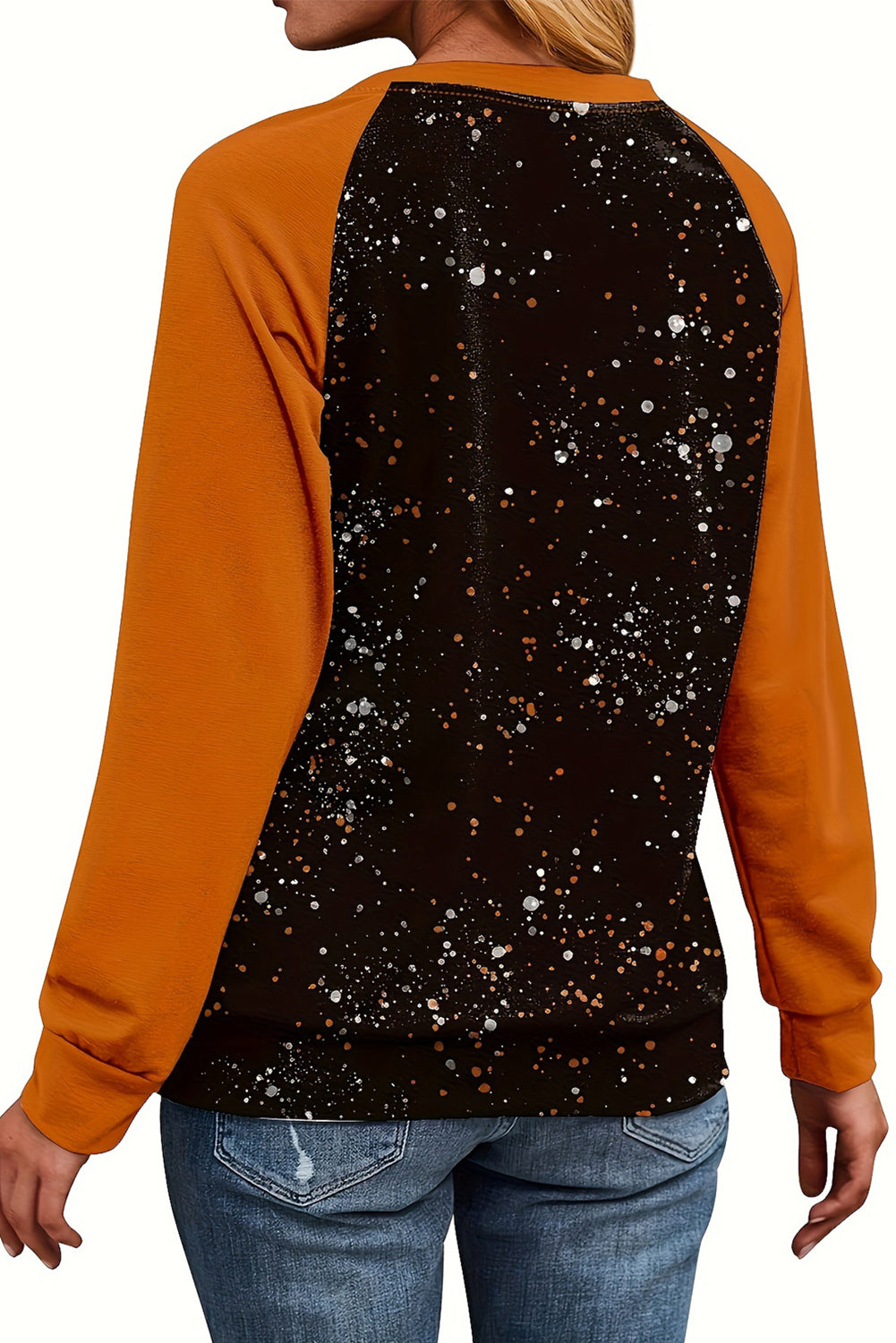 Spotted Howdy Fall Pumpkin Graphic Raglan Top | Gold Flame