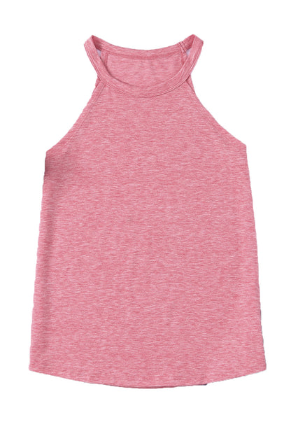 Solid Colour Crew Neck Tank Top | Pink