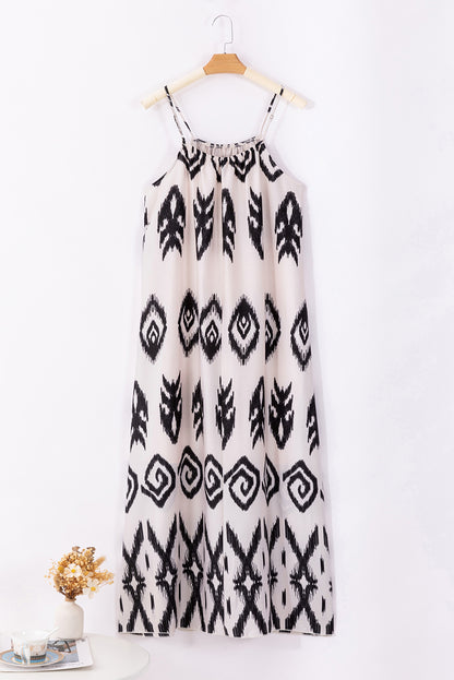 Western Aztec Printed Fashion Vacation Sundress | Black