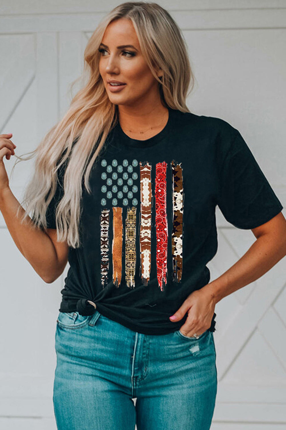 Western American Flag Graphic Tee | Black