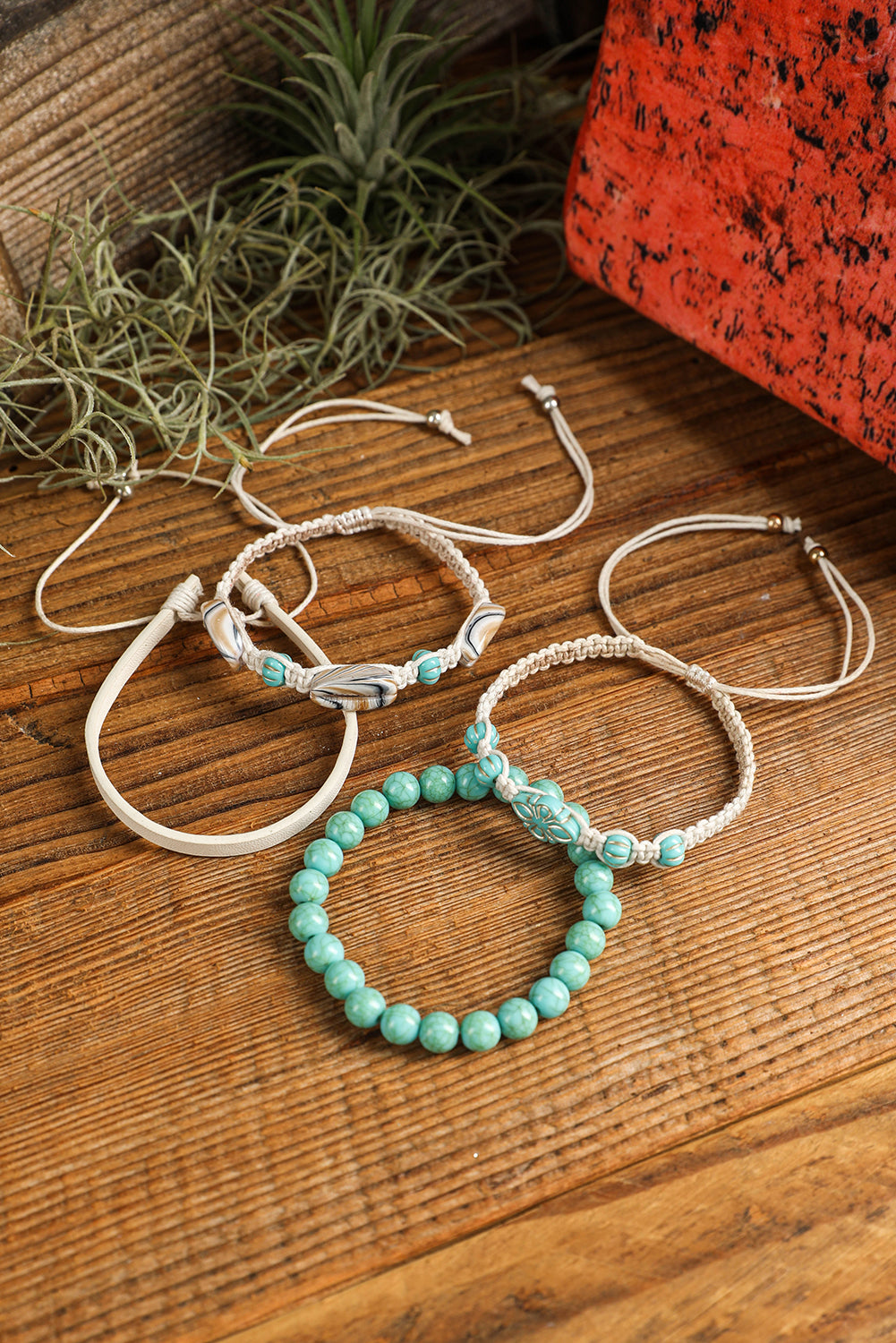 Western Turquoise Shell Multi Layered Bracelet Set | Light Blue