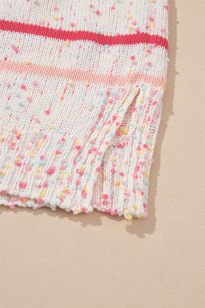 Striped Confetti Knit Sweater | Pink