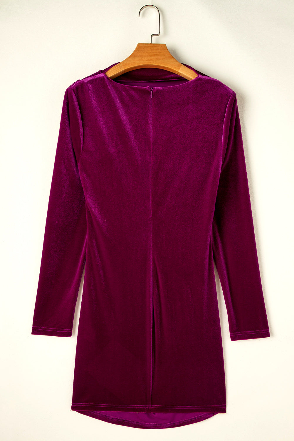 Velvet Mock Neck Ruched Long Sleeve Bodycon Dress | Pitaya Pink