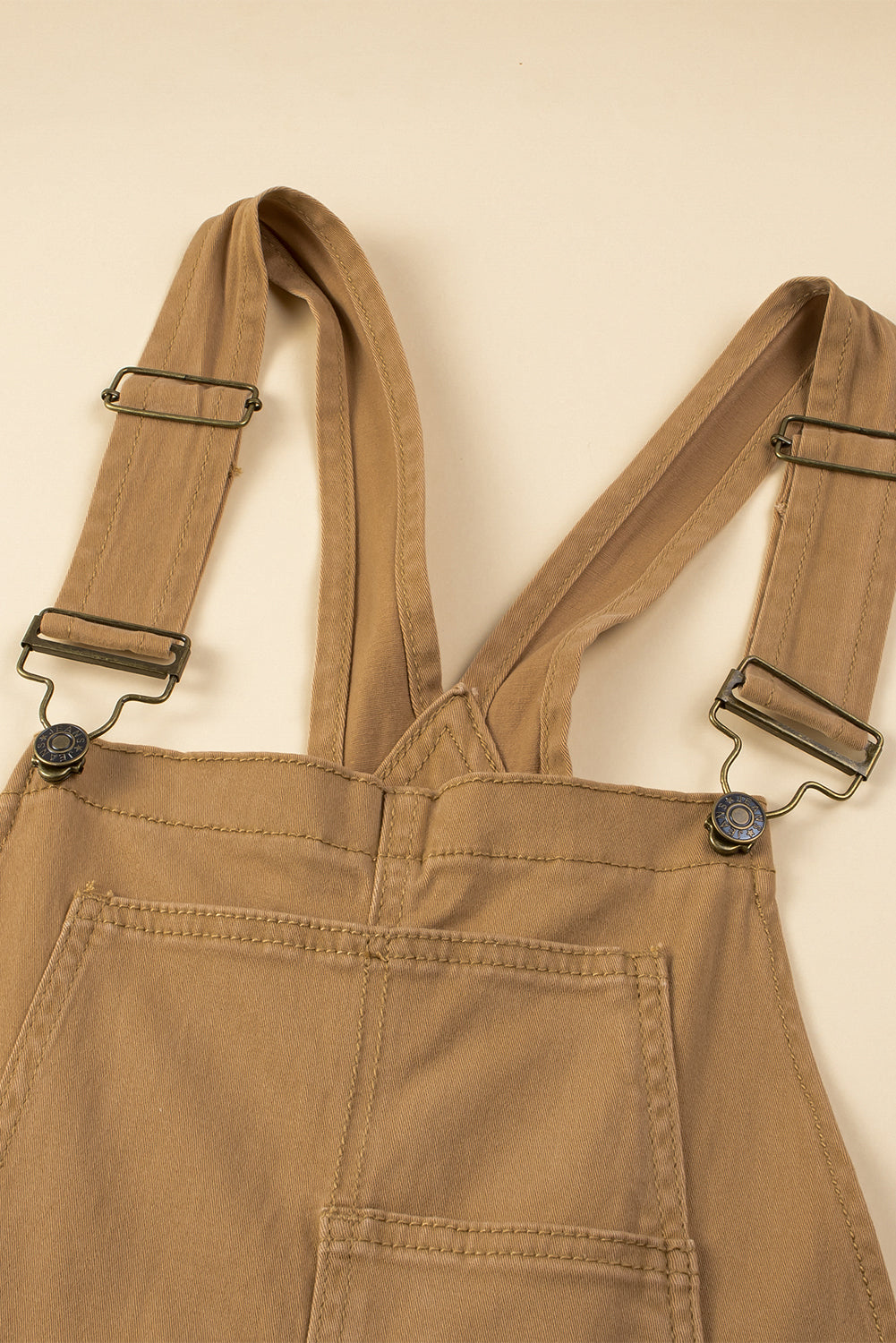 Vintage Multi Pockets Buckle Strap Cargo Denim Overalls | Khaki