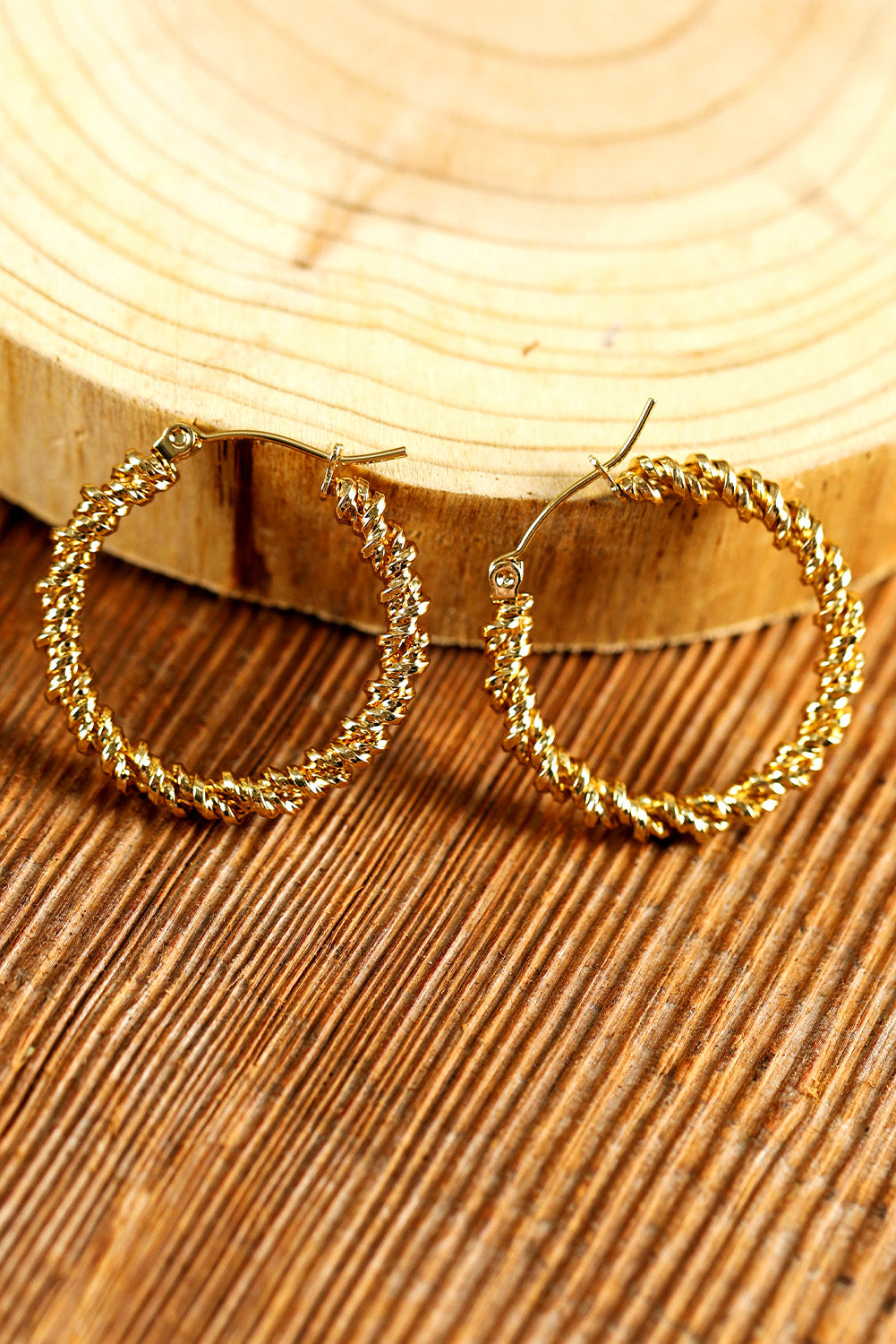 Vintage Textured Hoop Earrings | Gold