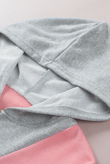 Zip Front Colourblock Pullover Hoodie | Gray