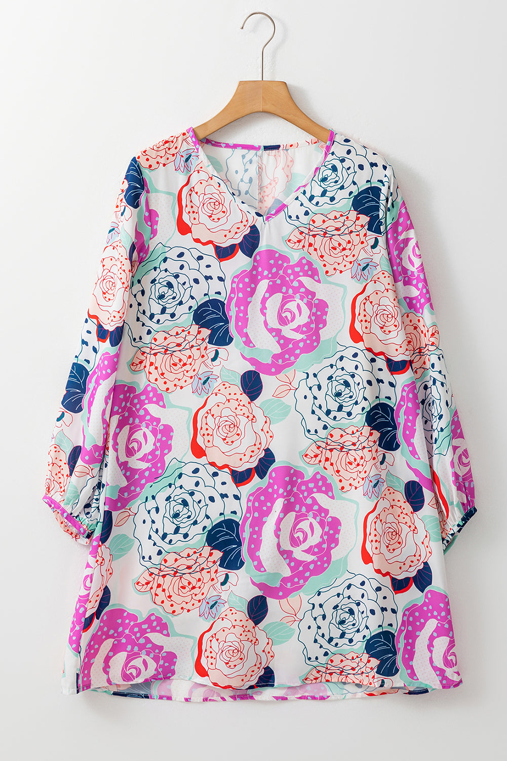 Bracelet Bubble Sleeve Blooming Flower Print Dress | Multicolour