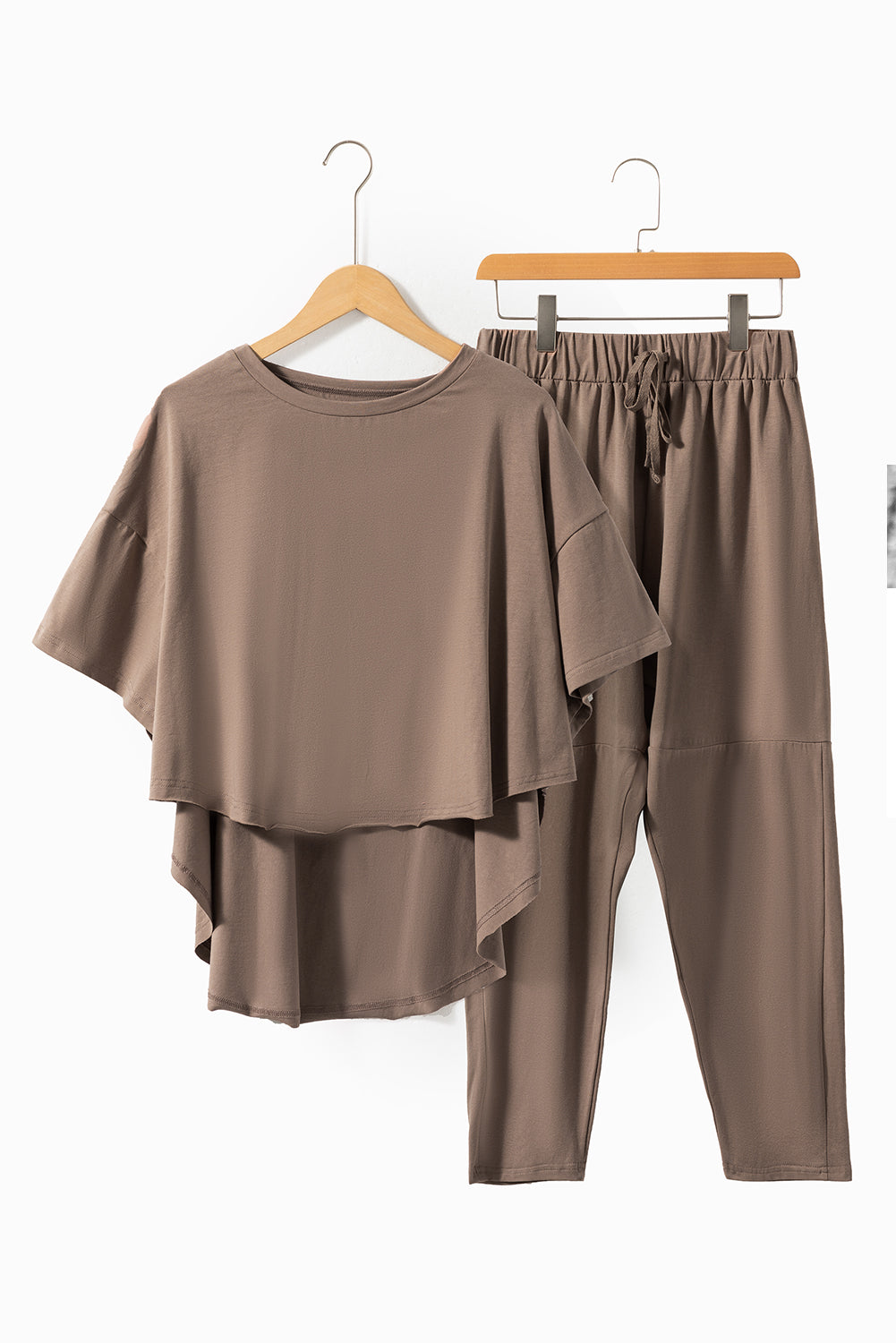 High Low Boxy Fit Tee And Crop Pants Set | Simply Taupe