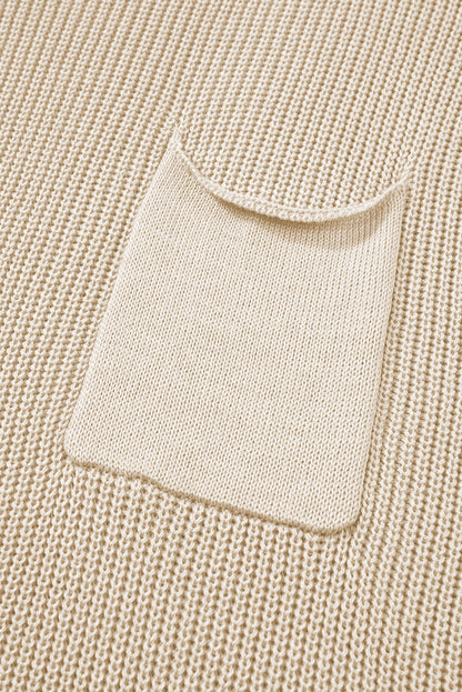 Patch Pocket Short Sleeve Sweater | Pale Khaki