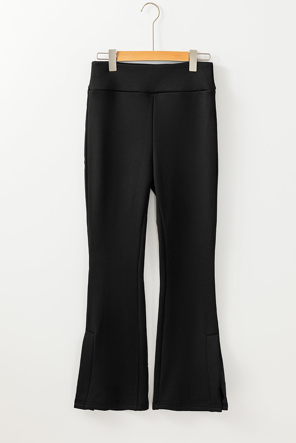 Thermal Lined Split Flare Leg Pants | Black