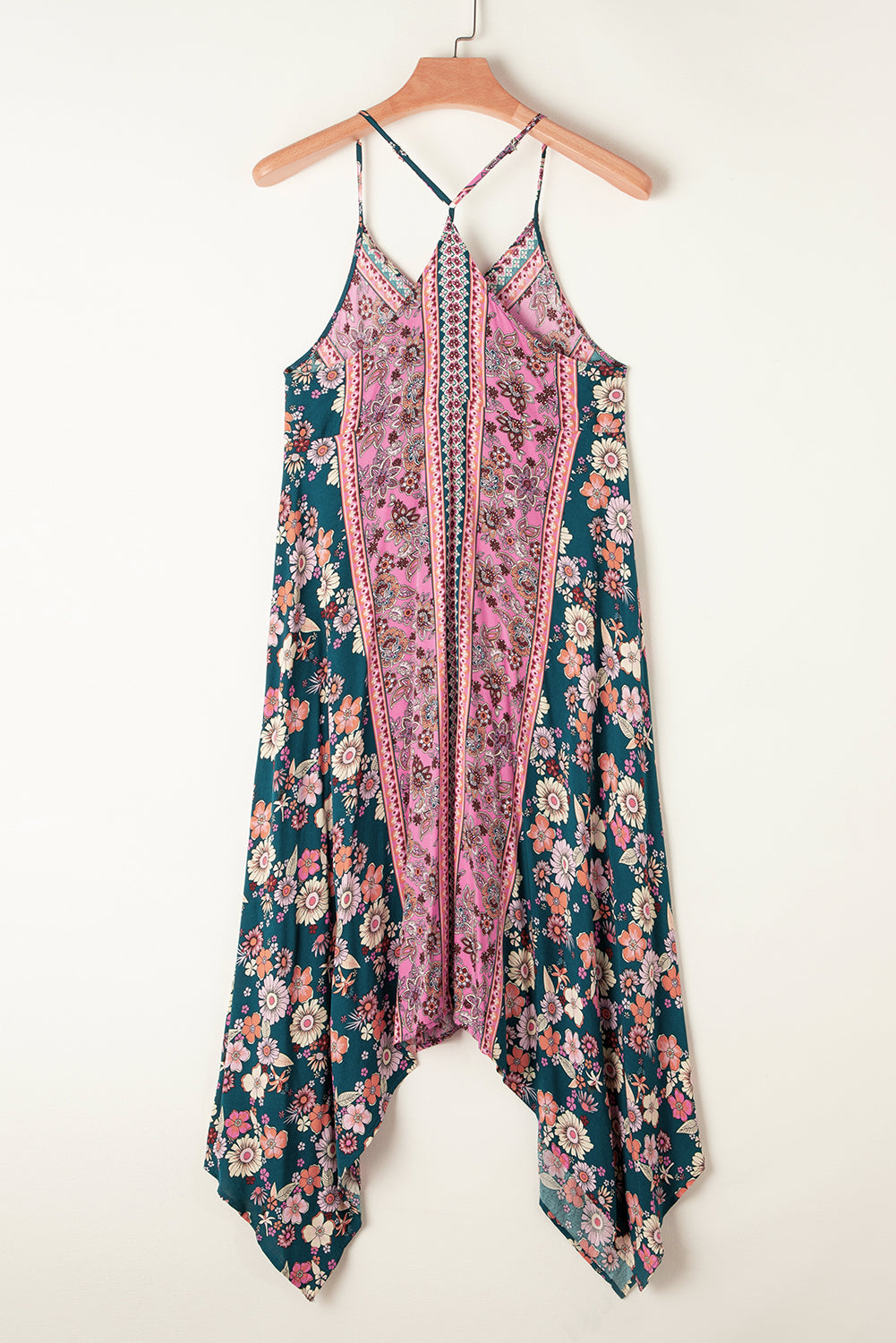 Bohemian Floral Patchwork Print Long Sundress | Pink