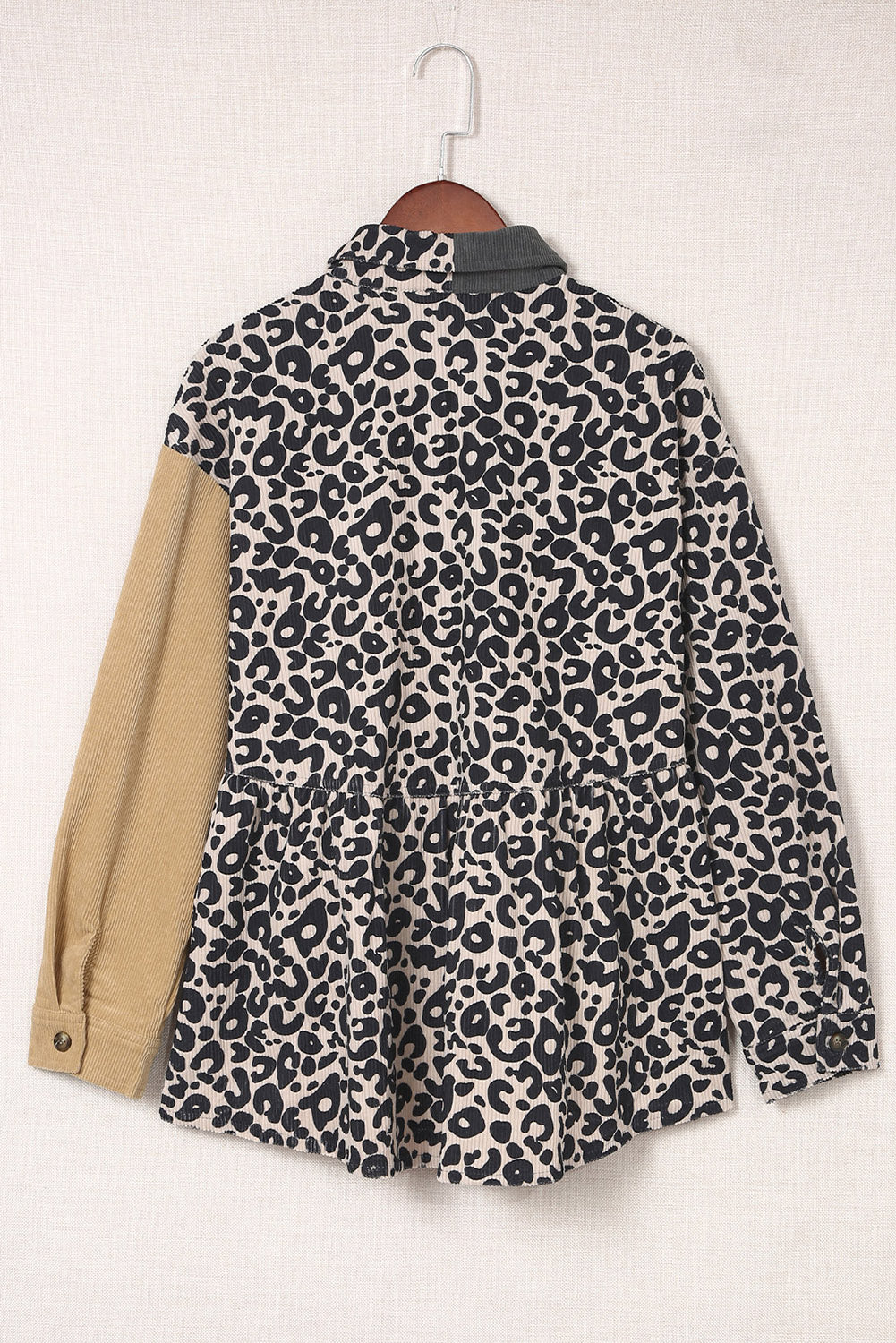 Colourblock Corduroy Shirt Jacket | Leopard