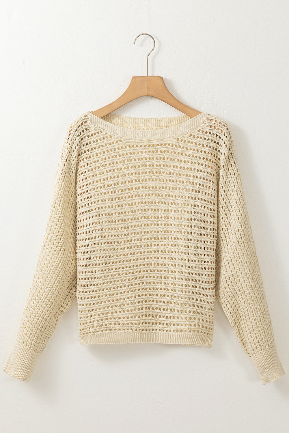 Open Knit Bracelet Sleeve Sweater | Apricot