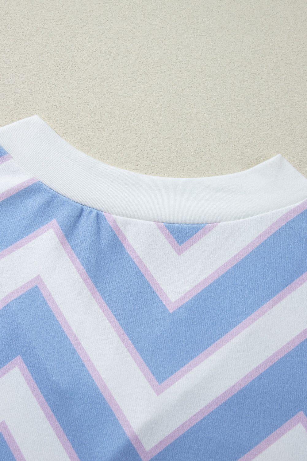 Zigzag Striped Print V Neck Oversized Top | Sky Blue