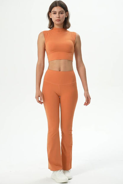 Mock Neck Cropped Sports Tank Top | Grapefruit Orange