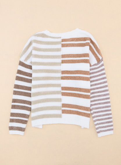 Blocked Drop Shoulder Slouchy Sweater | Stripe