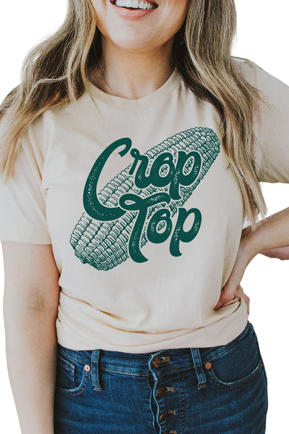 Corn Crop Top Graphic Tee | Khaki