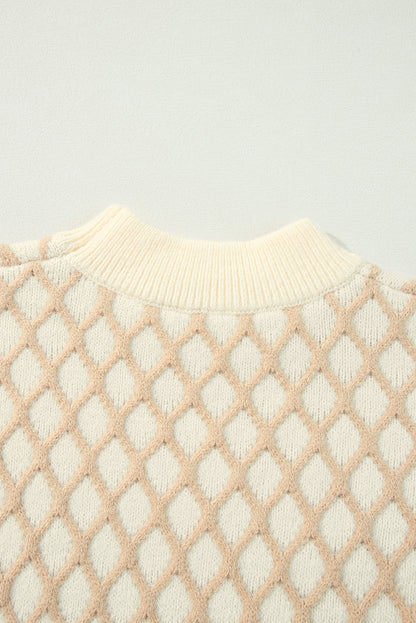 Diamond Knit Drop Shoulder Loose Sweater | Oatmeal