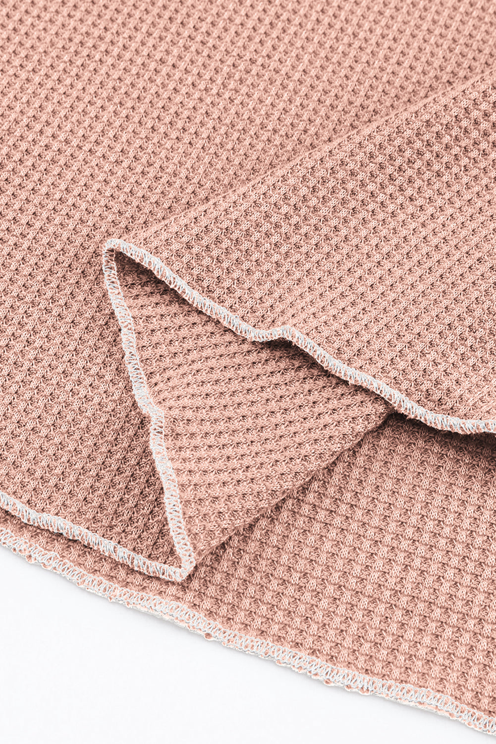 Textured Round Neck Long Sleeve Top | Apricot Pink