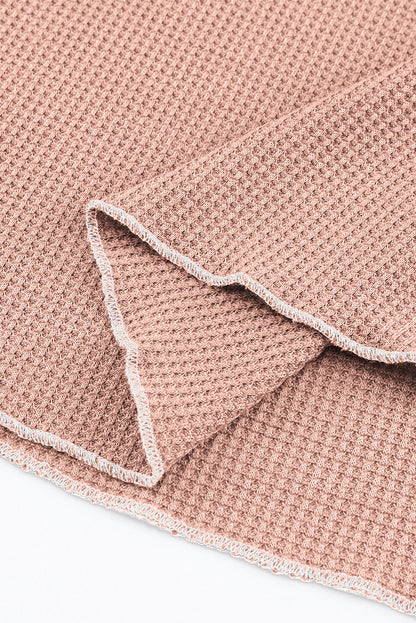 Textured Round Neck Long Sleeve Top | Apricot Pink