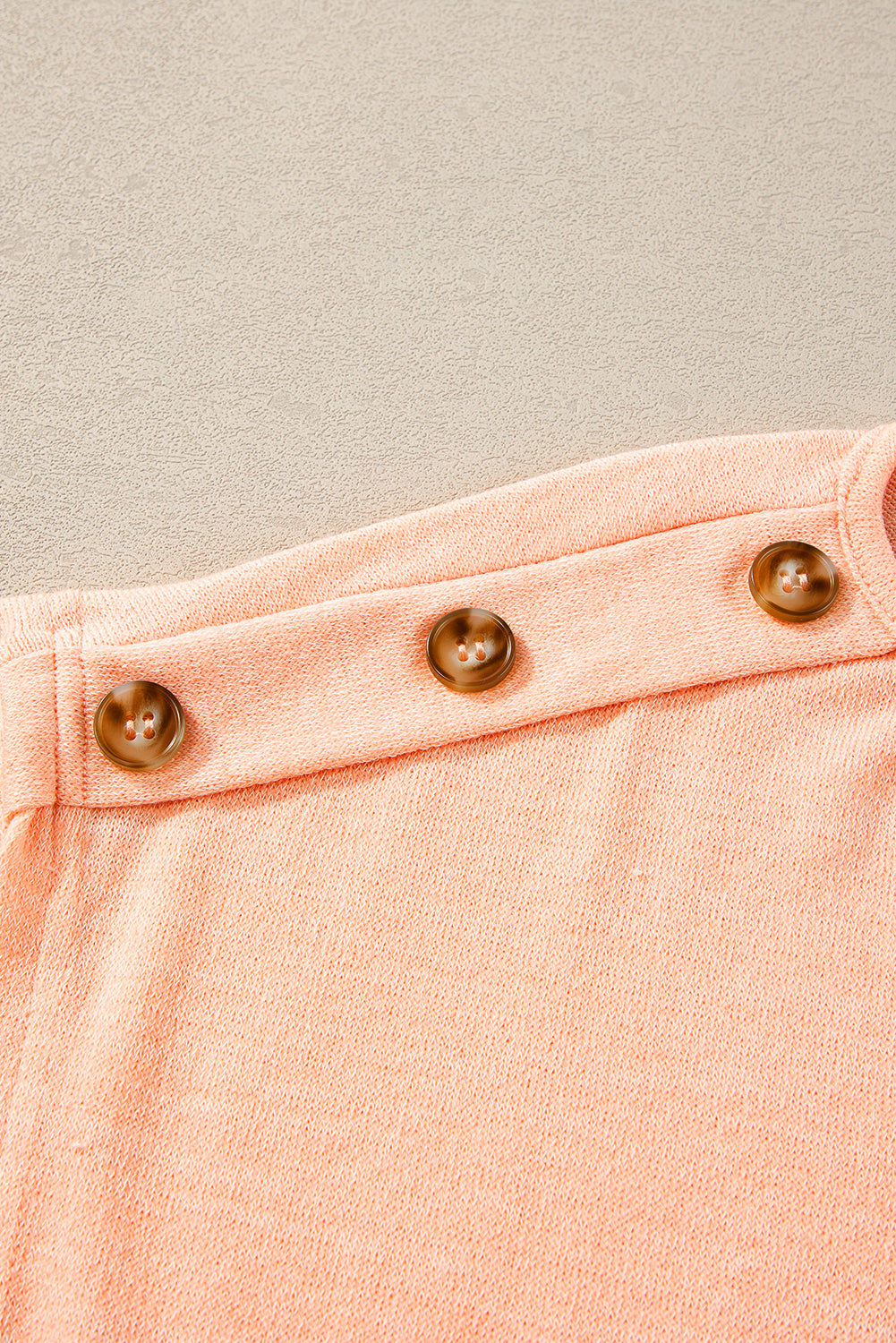 Button Detail Batwing Sleeve Casual Tee | Apricot Pink