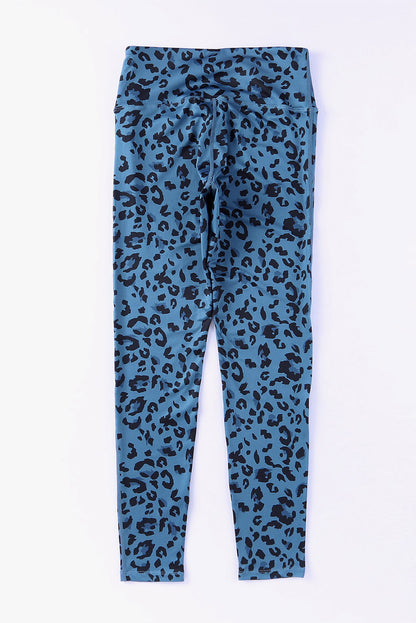 Classic Leopard Print Active Leggings | Blue