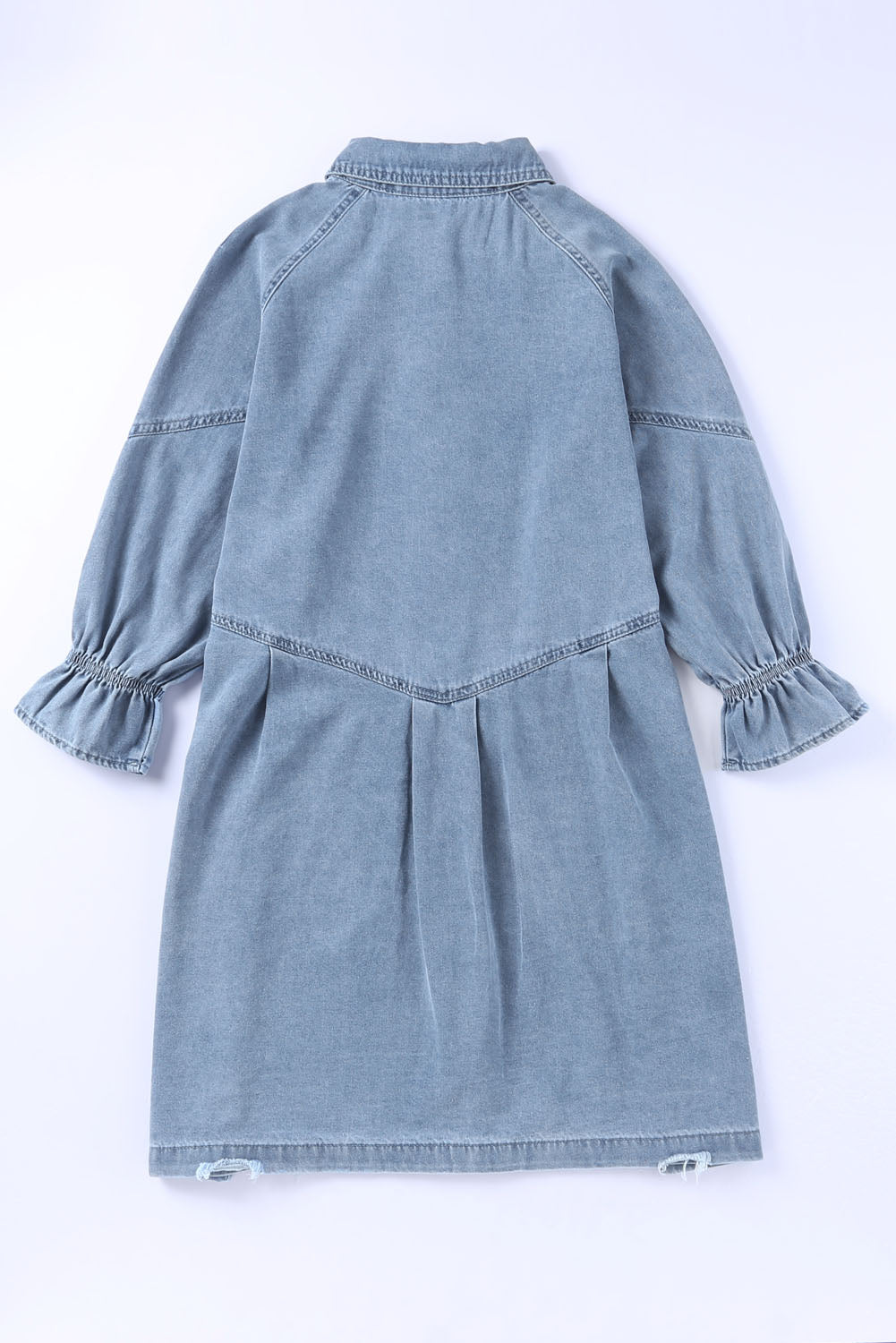 Buttoned Long Sleeve Denim Mini Dress | Sky Blue