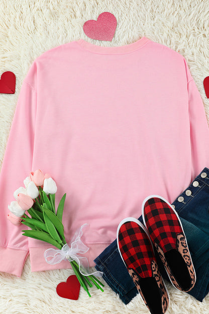 Valentines Sweet Drinking Graphic Print Sweatshirt | Pink