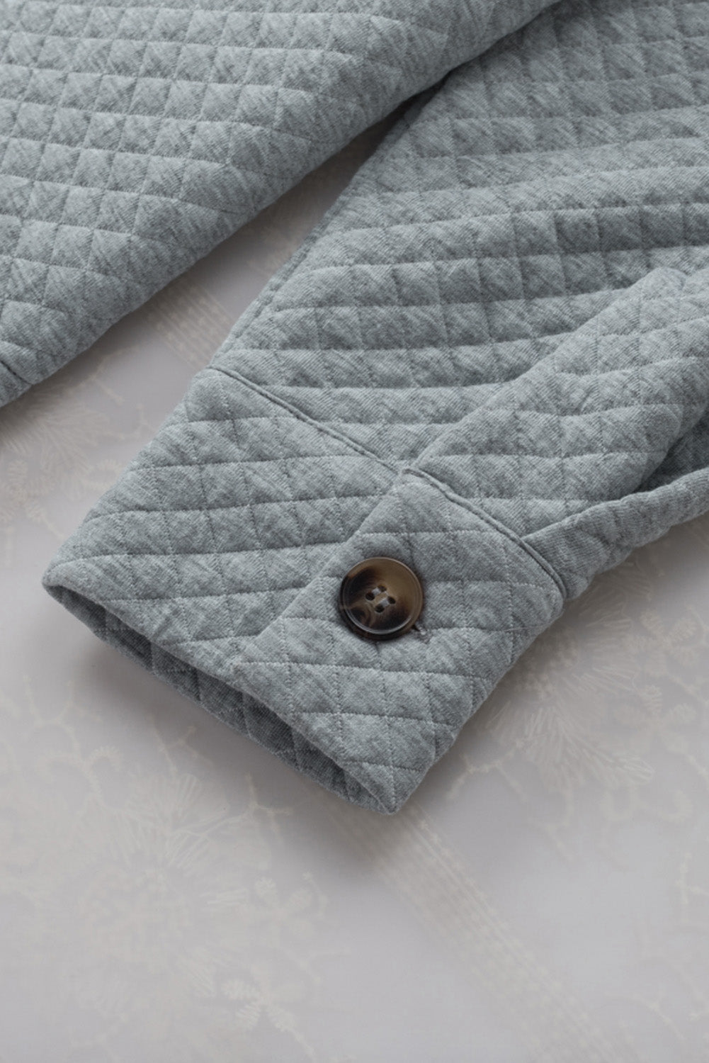 Retro Quilted Flap Pocket Button Shacket | Gray